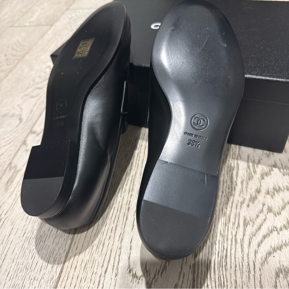 CHANEL women’s  Black Leather Slip-On Loafers - Picture 7 of 10